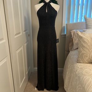 NWT Lulu’s Devoted to Dazzling Black Sparkly Halter Mermaid Maci Dress